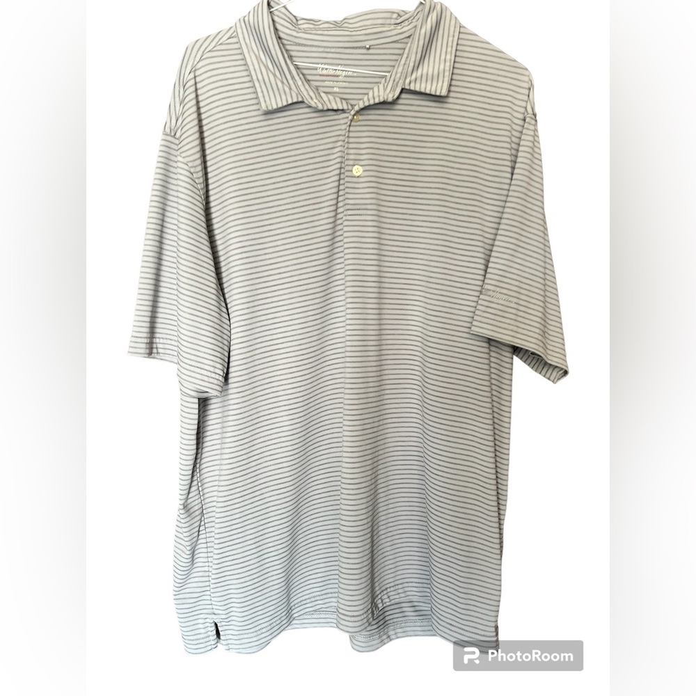 Walter Hagen men gray striped polo‎ size xl golf polo- flaw noted